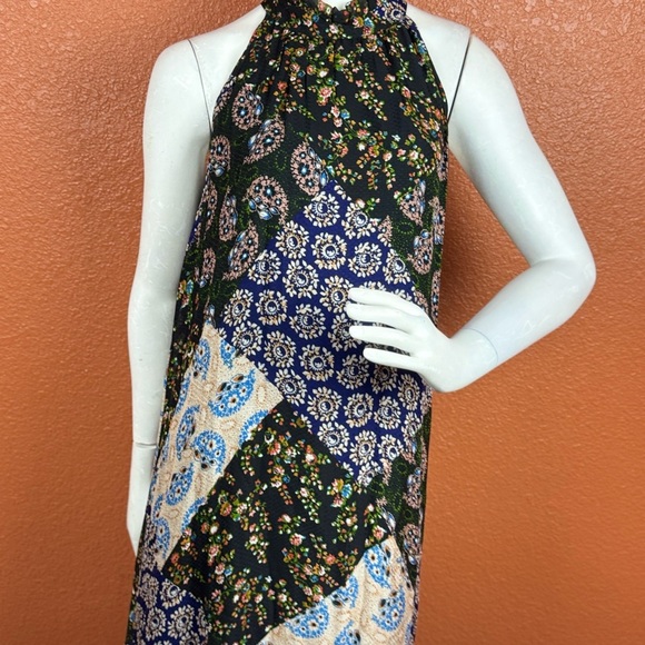 Maeve Anthropologie Maxi Dress Halter Paisley Patchwork Katrina S Large. E8 - Picture 3 of 15